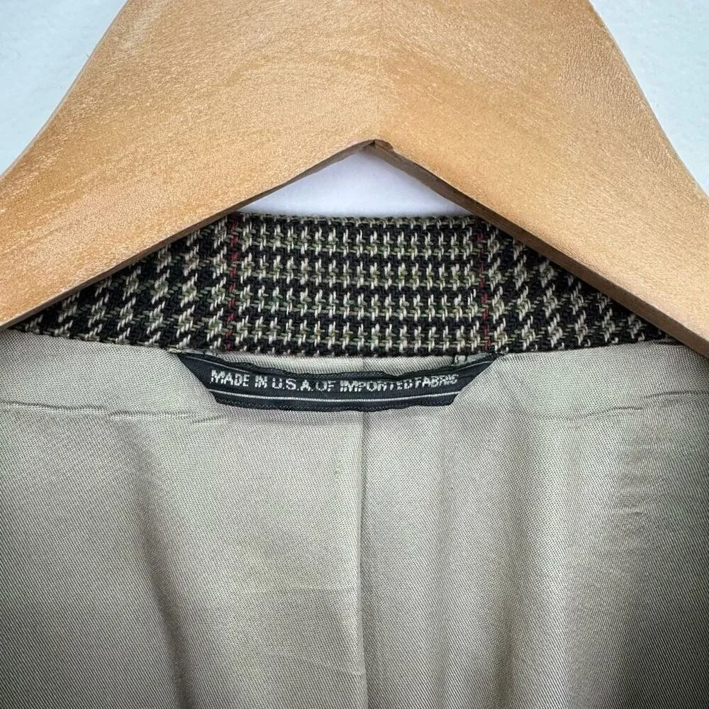 Banana Republic Vintage 90’s Men’s Herringbone Heritage Plaid Tan Wool Blazer